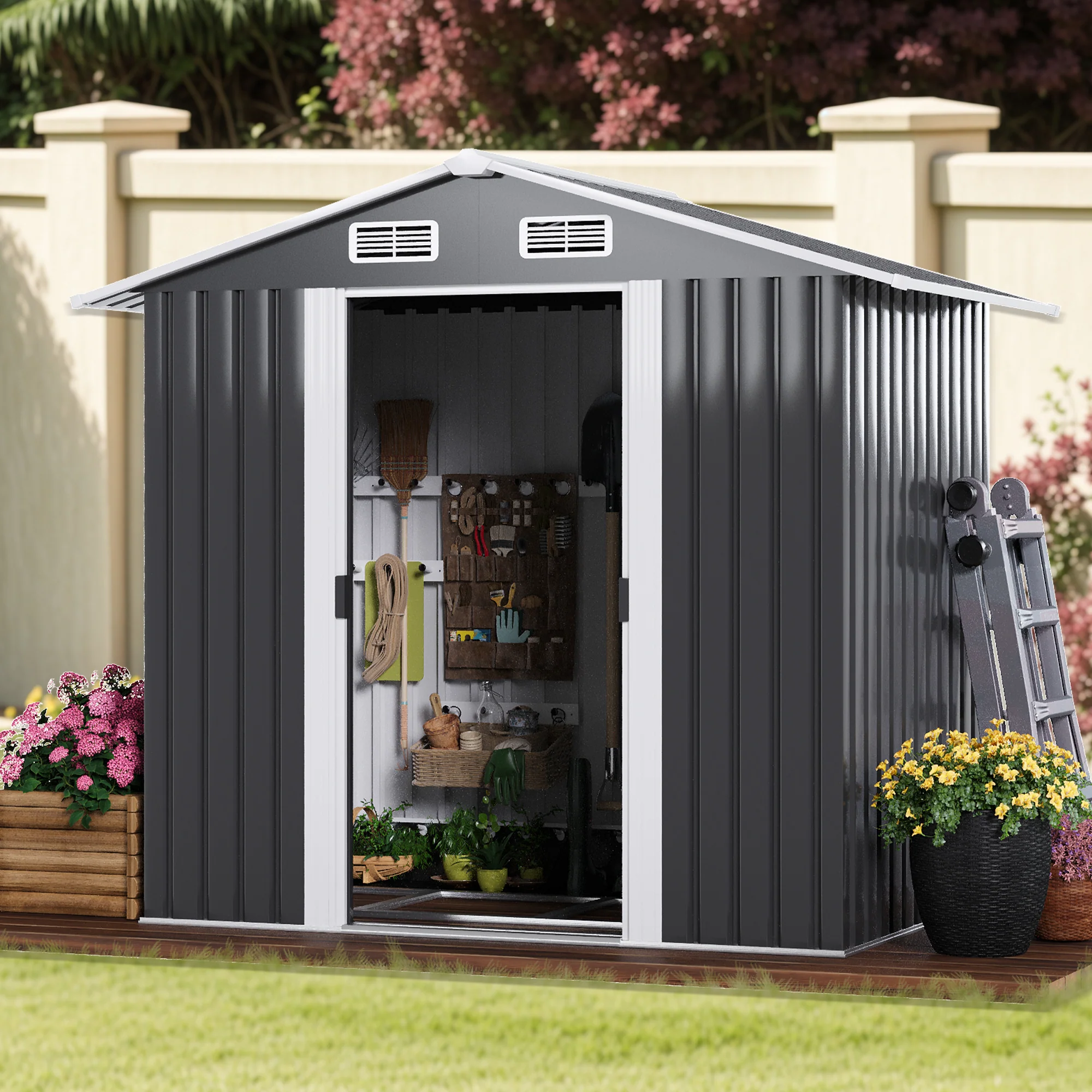 Garden Shed Outdoor Storage Shed 131x195x186cm