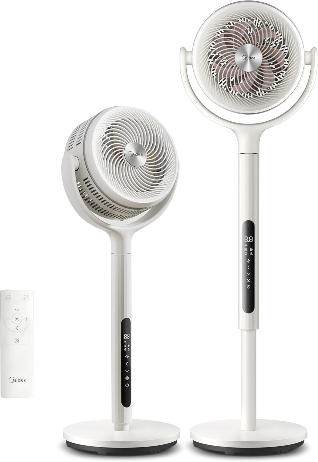 Midea Standing Fan with Turbo Force Cooling – 15-Speed Pedestal Fan, 4 Wind Modes, Silent DC Motor, Adjustable Height & 24H Timer – Floor Standing Fan for Home & Office