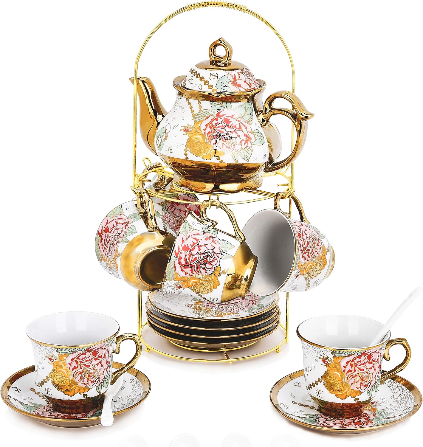 DaGiBayCn 20 PCS Tea set Ceramics Tea set Afternoon Tea Set Adult tea set Gift Tea Set Can Drink Coffee Strong Tea blue