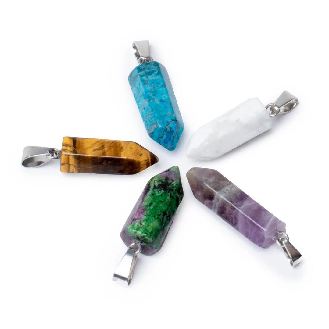 Ketting Edelsteen Hangers - Set van 5 - Hexagonale Punthangers