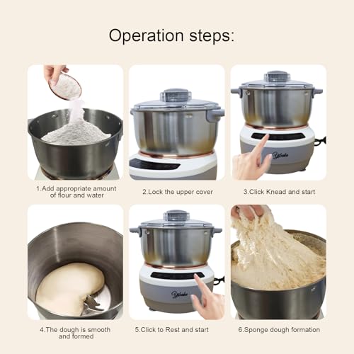 YIBAKE Impastatrice con funzione di lievitazione, 5L impastatrice per pizza completamente automatico, funzione di cella lievitazione 25 38°C, Timer intelligente, 10 Min di impasto rapido : Amazon.it: Casa e cucina