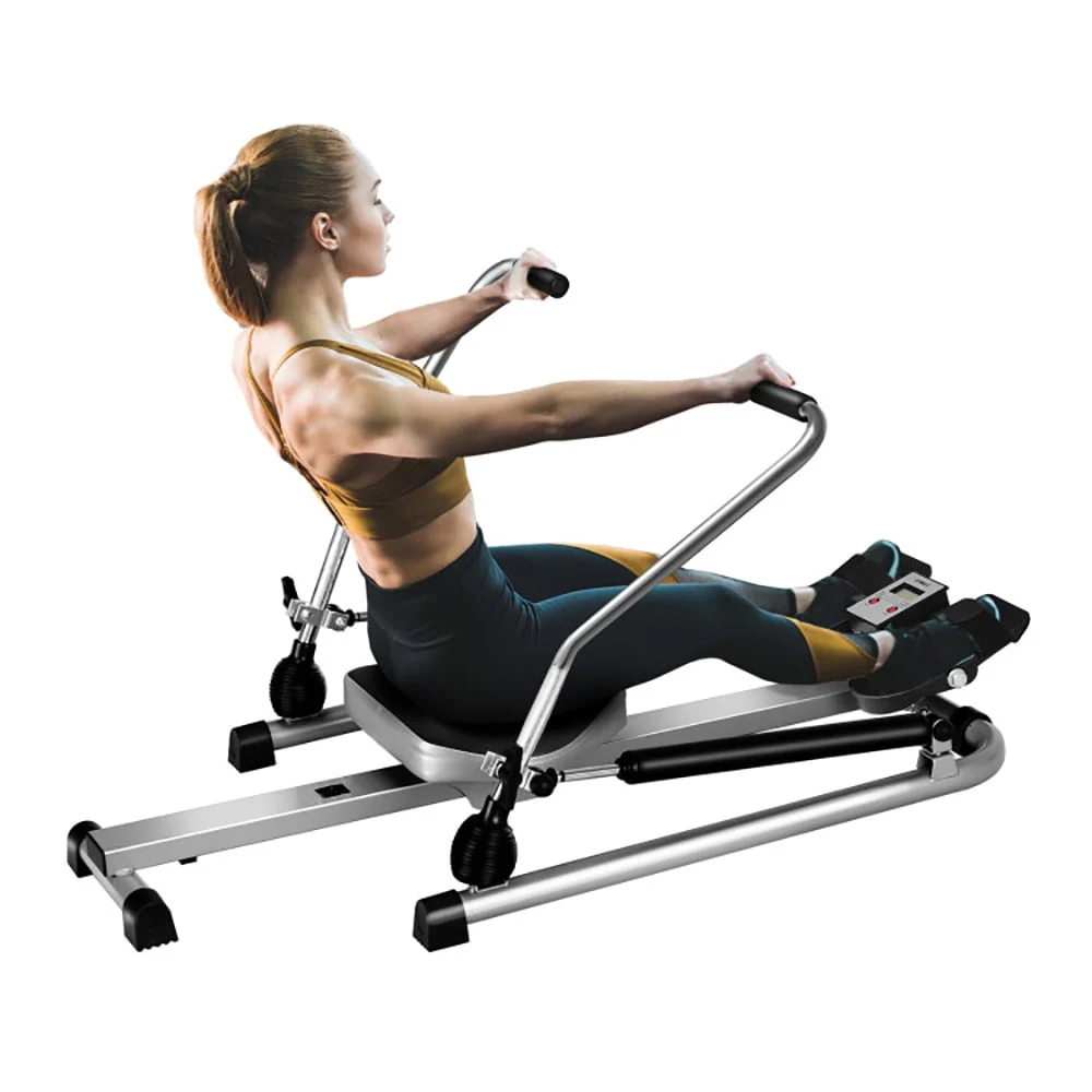 Demifill Hydraulic Rowing Machine, Exercise Adjustable Double Hydraulic Resistance Rowing Machine, Full Motion Folding Rower with LCD Monitor, Adjustable Resistance, for Home Use, Black