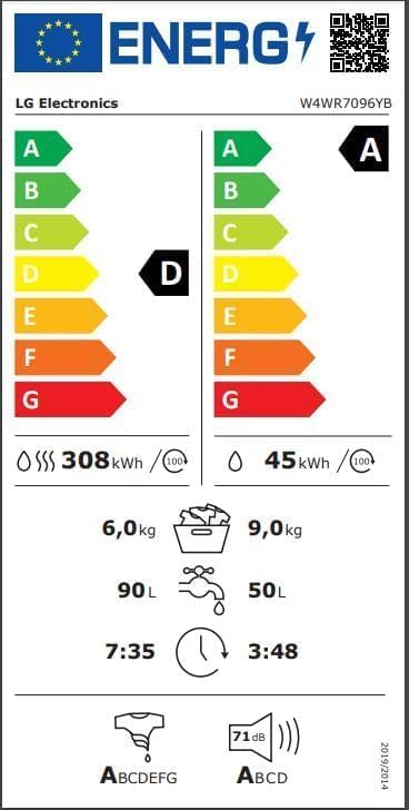 LG V7WD107H2E, Klasse E, Frontlader-Waschtrockner 10,5 - 7 kg, 1400 U/min, AI Direct Drive, Wi-Fi, Tiefenreinigung mit Dampf, TurboWash, Größere Kapazität, 62 x 60 x 85 cm ꟷ Weiß