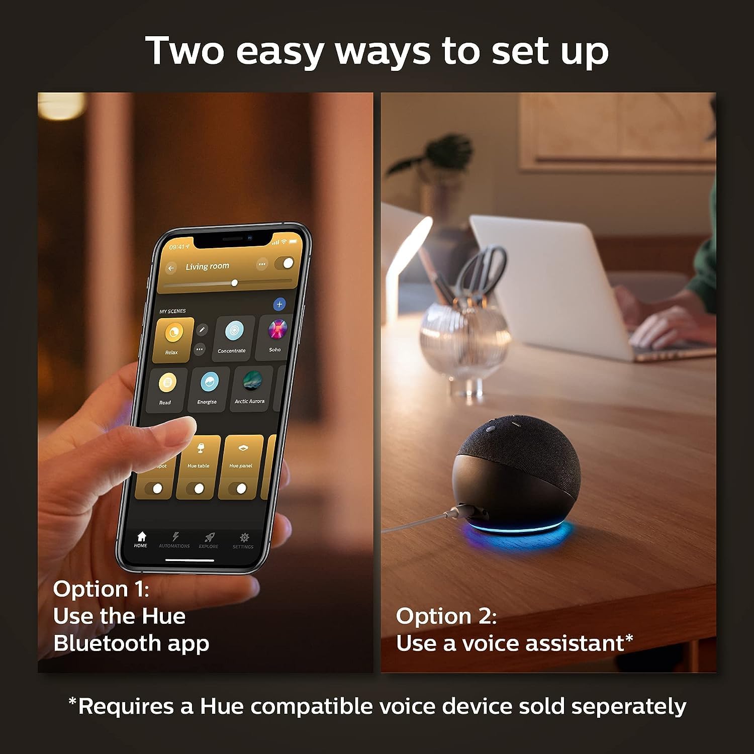 Philips Hue White Ambiance G40 LED Bulb 4-Pack, 550LM, E26, Smart Home Compatible with Alexa & Google Assistant