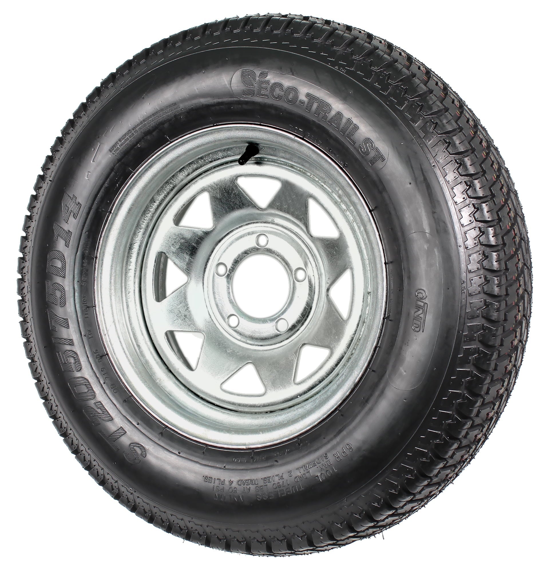 Neumático para remolque montado en llanta ST205/75D14 205/75-14 F78-14 Rueda de 5 pernos con radios galvanizados
