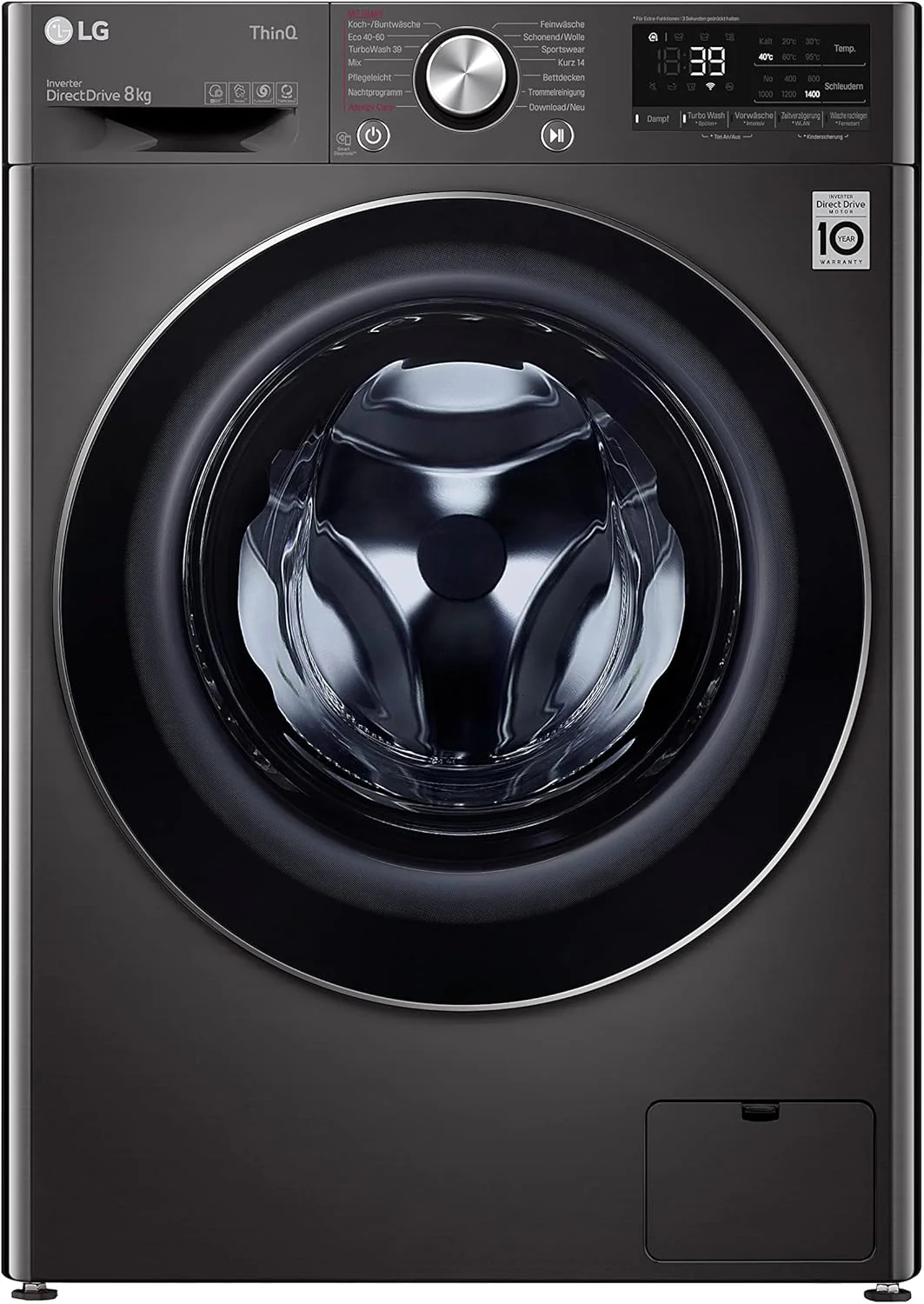 LG F4WV7080, Klasse A, Frontlader-Waschmaschine 8 kg, 1400 U/Min, AI Direct Drive, Wi-Fi, Tiefenreinigung mit Dampf, Groe Kapazitt, TRIPLE A, Auentür aus Sicherheitsglas, 62 x 60 x 85 cm  Wei