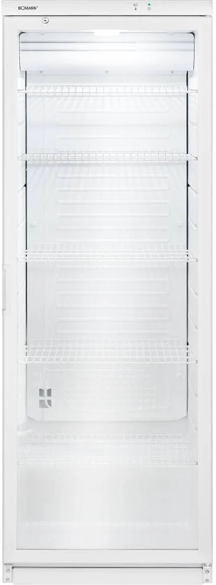 Bomann Frigorifero con porta a vetro | Frigorifero per bevande con serratura | 6 ripiani regolabili in altezza | 30 kg per ripiano | 347 litri | Frigorifero grande | Frigorifero per bottiglie con luce LED | KSG 7351 nero