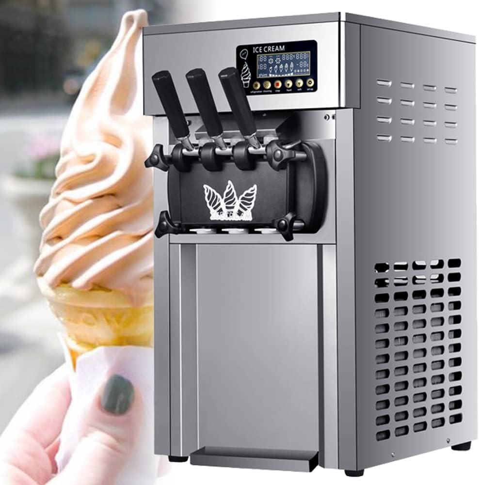 Máquina de Helados de 3 sabores de 18 l/h, máquina Comercial de Helados fangosos de 1200 W con Pantalla LED, Limpieza automática, para Hacer Helados, sorbetes y Yogur Helado