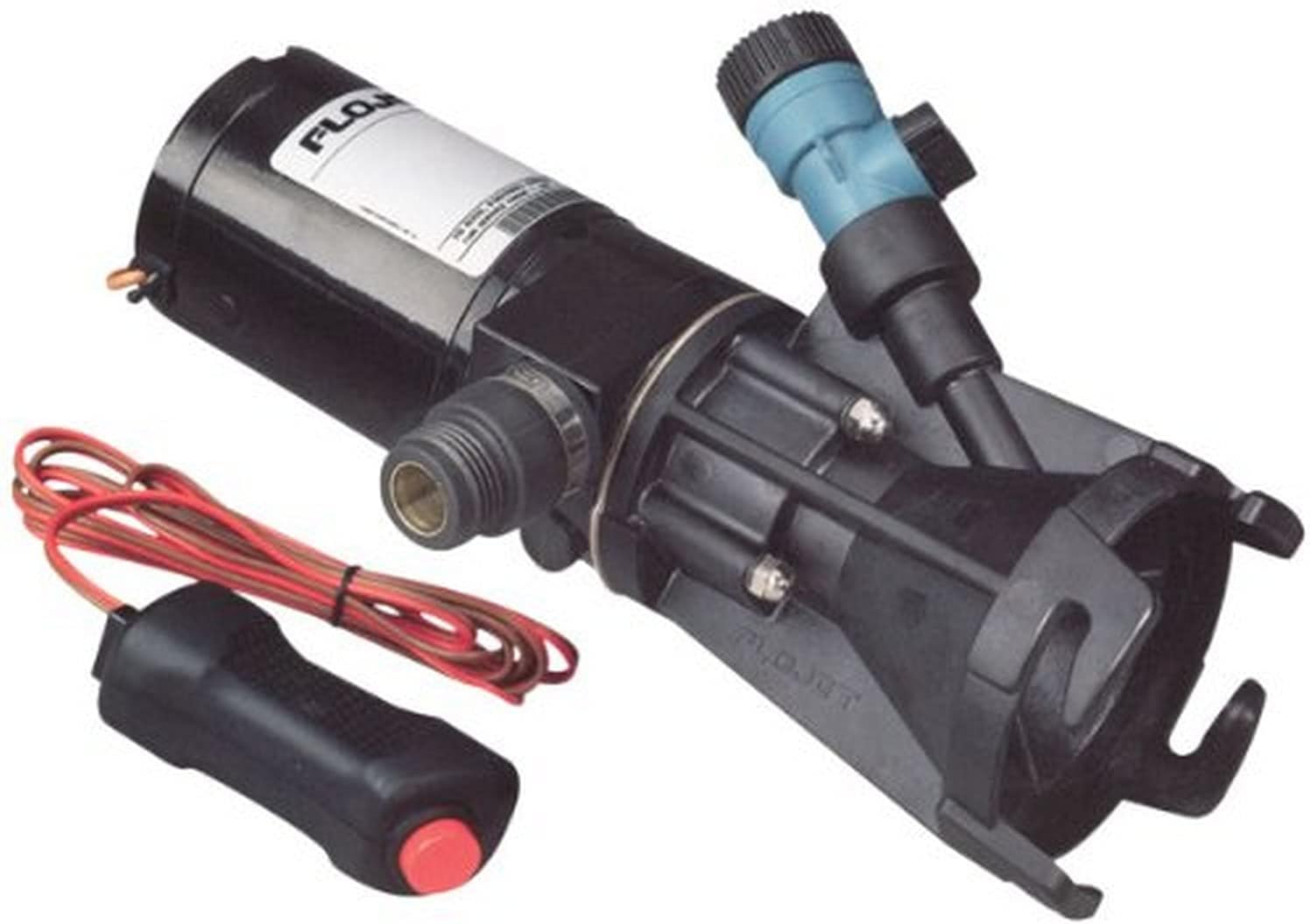 Flojet Portable RV Macerator Waste Pump Kit, 12V, Black, Self-Priming, with Garden Hose Discharge Port