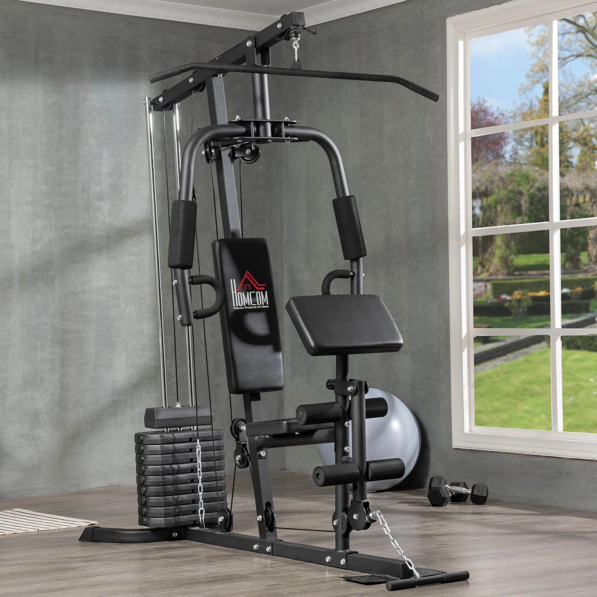 HOMCOM Kraftstation Fitnessstation Latzug Butterfly verstellbar
