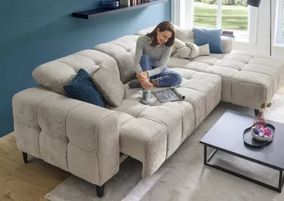 Matex Wohnlandschaft Liguria Silver Beige mit elekt. Sitztiefenverstellung ca. 299x175 cm