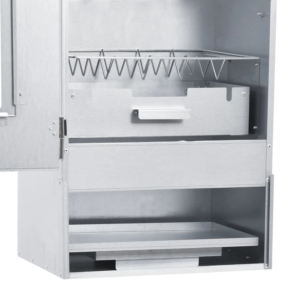 2025 Ahumador con 1 kg de serrín de madera, 44,5 x 29 x 83 cm, acero galvanizado plateado