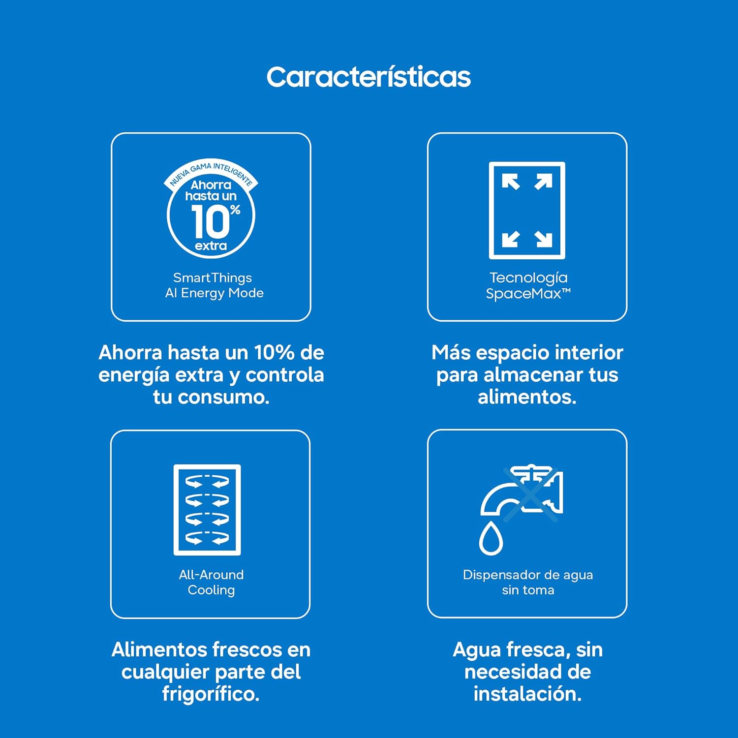 Samsung Frigorífico Combi IA 185.5cm Balda Botellero, Dispensador de agua 341L Clase D Plata RB34C632DSA/EF