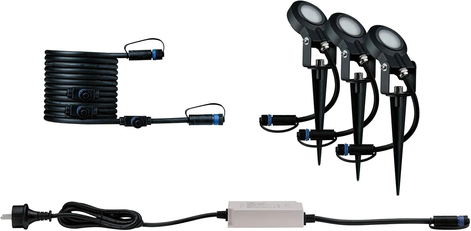 Paulmann armaturen Paulmann 93696 Outdoor Plug & Shine 3-delige set Spot Sting Basisset IP67 3000K 3 x 6W