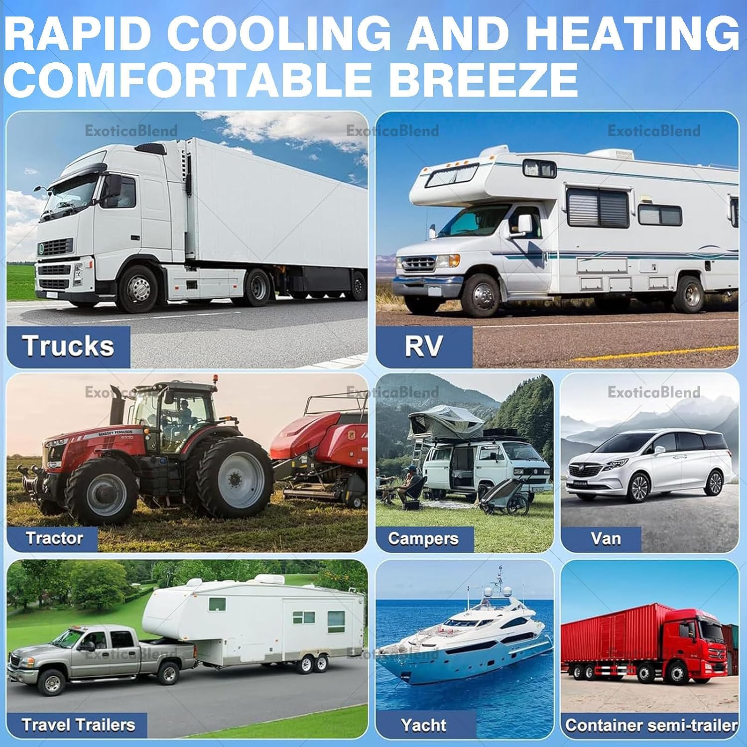 12V/24V Dachklimaanlage für Wohnmobile, geräuscharme Kühleinheit mit schneller Kühlung – für Reisemobile, Busse und Wohnwagen 24V