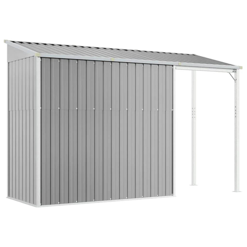 2025 Cobertizo jardín tejado alargado acero gris 277x110,5x181 cm v8848