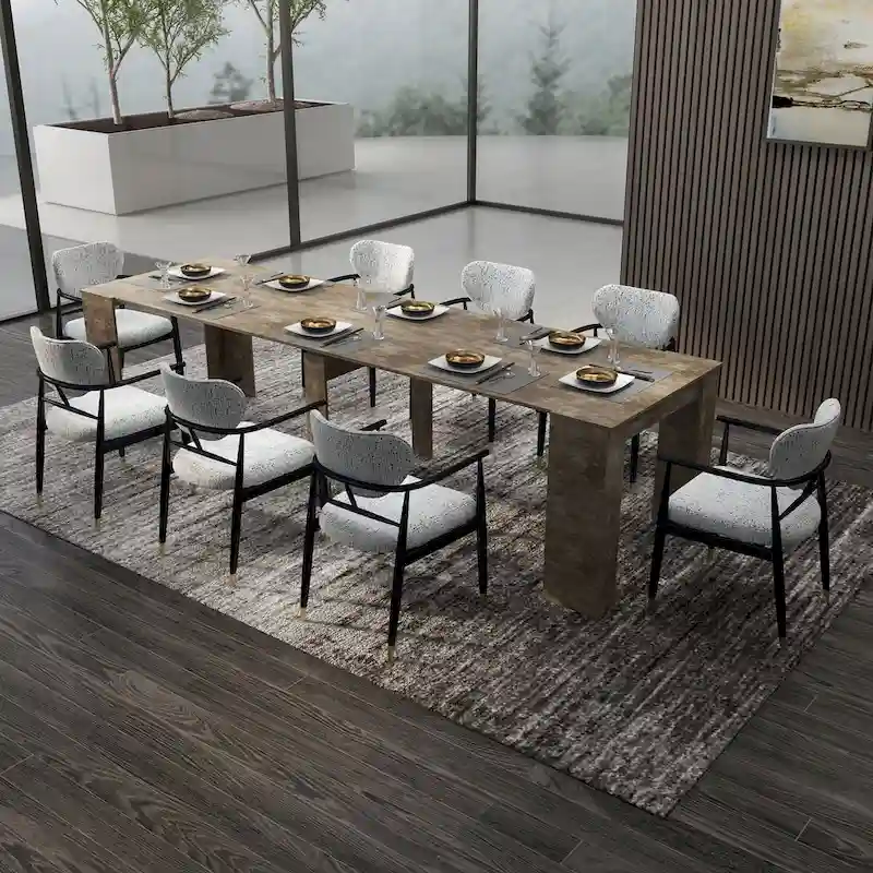 Extendable Console Dining Table with Storage Extension Leaves
