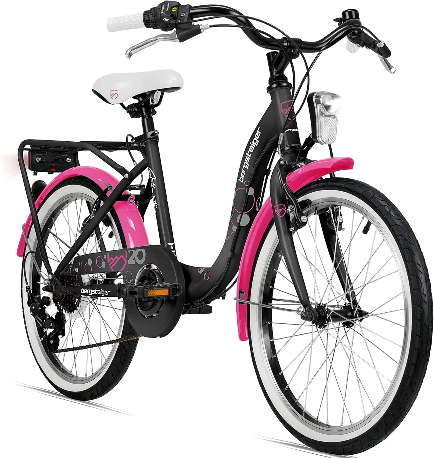 Bergsteiger Atlantis 20, 24 pollici, bicicletta per bambini, adatta per 6,7, 8, 9, 10, 11 anni, StVZO, cambio Shimano, bicicletta da ragazza con luce a dinamo