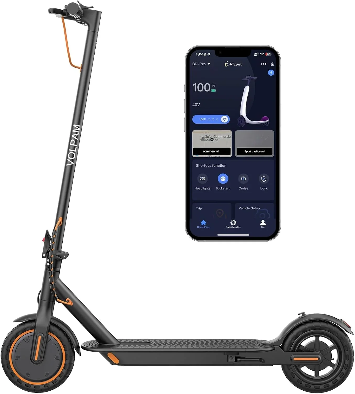 350W/500W Electric Scooter with Solid Tires and Dual Braking