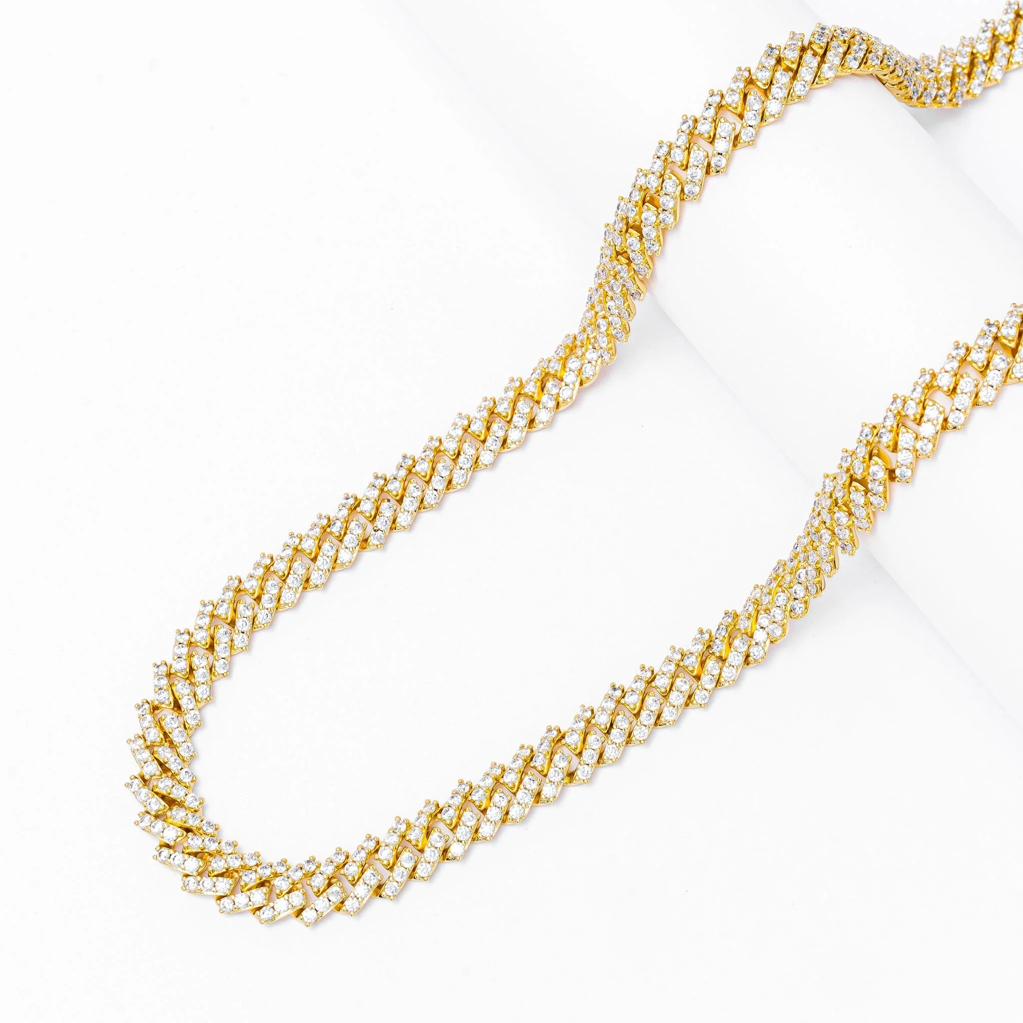Big Daddy 9MM Diamond Prong Gold Cuban Link Iced Out Chain