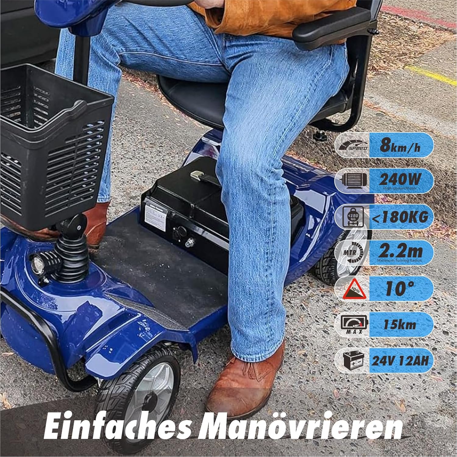 2025 Elektrische mobiliteitsscooter met 4 wielen voor volwassenen en senioren ?C Compact, krachtig model met langeafstandsaccu en achteruitkijkspiegels