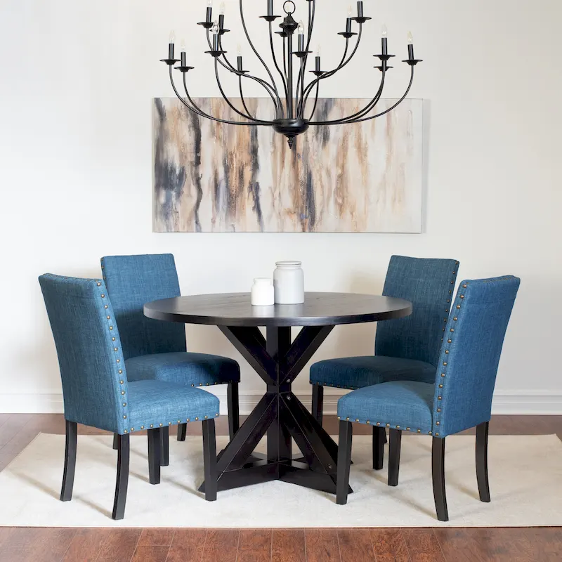 Roundhill Furniture Mytzi 5-Piece Dining Set: Cross-Buck Table with 4 Elegant Chairs