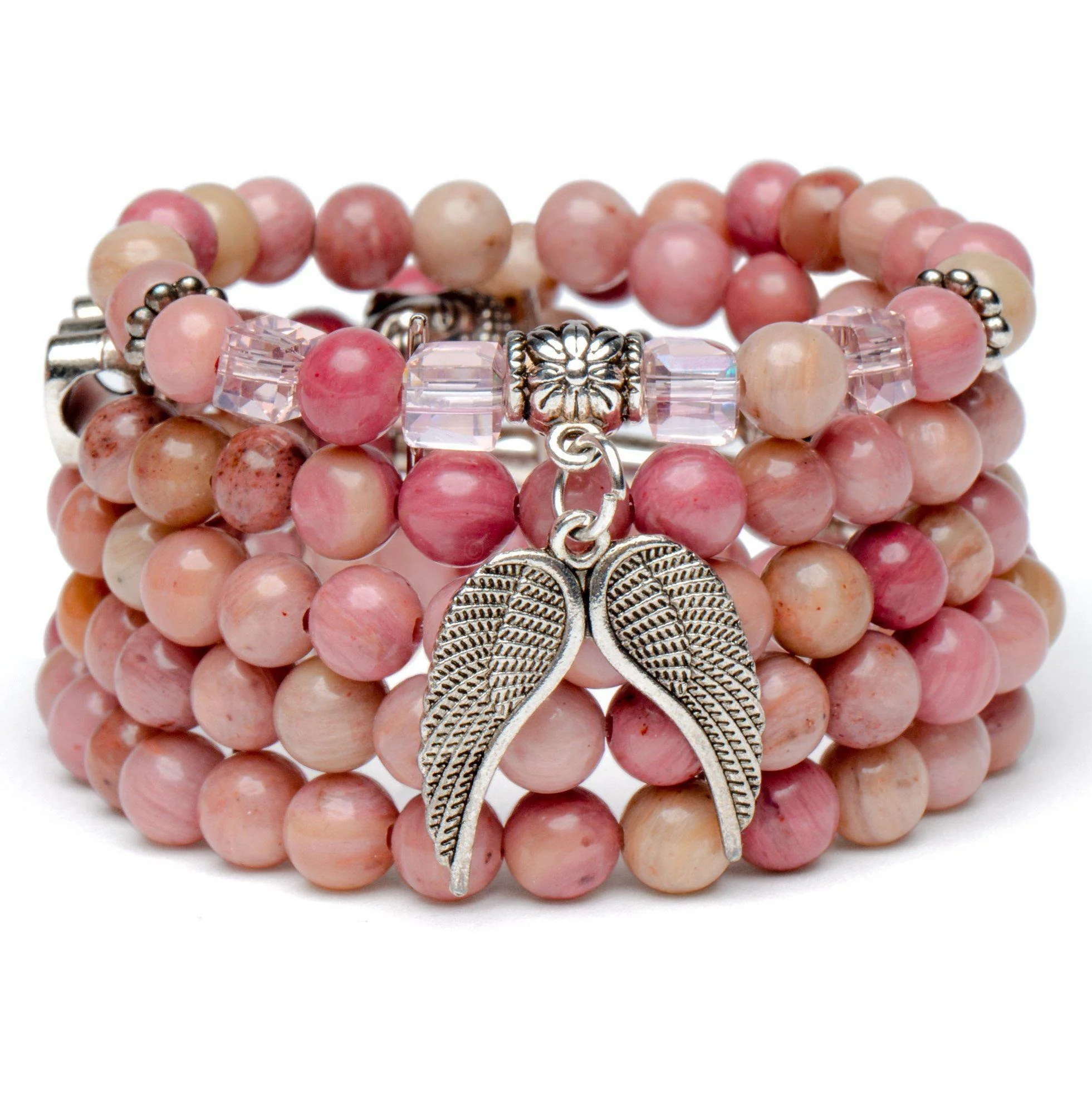 Wikkelarmband Boeddha - Rhodoniet - Engel & Vleugels - Zelfliefde