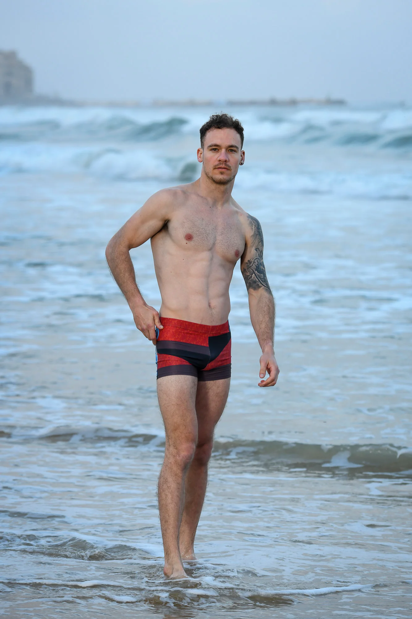 Cat symmetry men swimwear trunks
