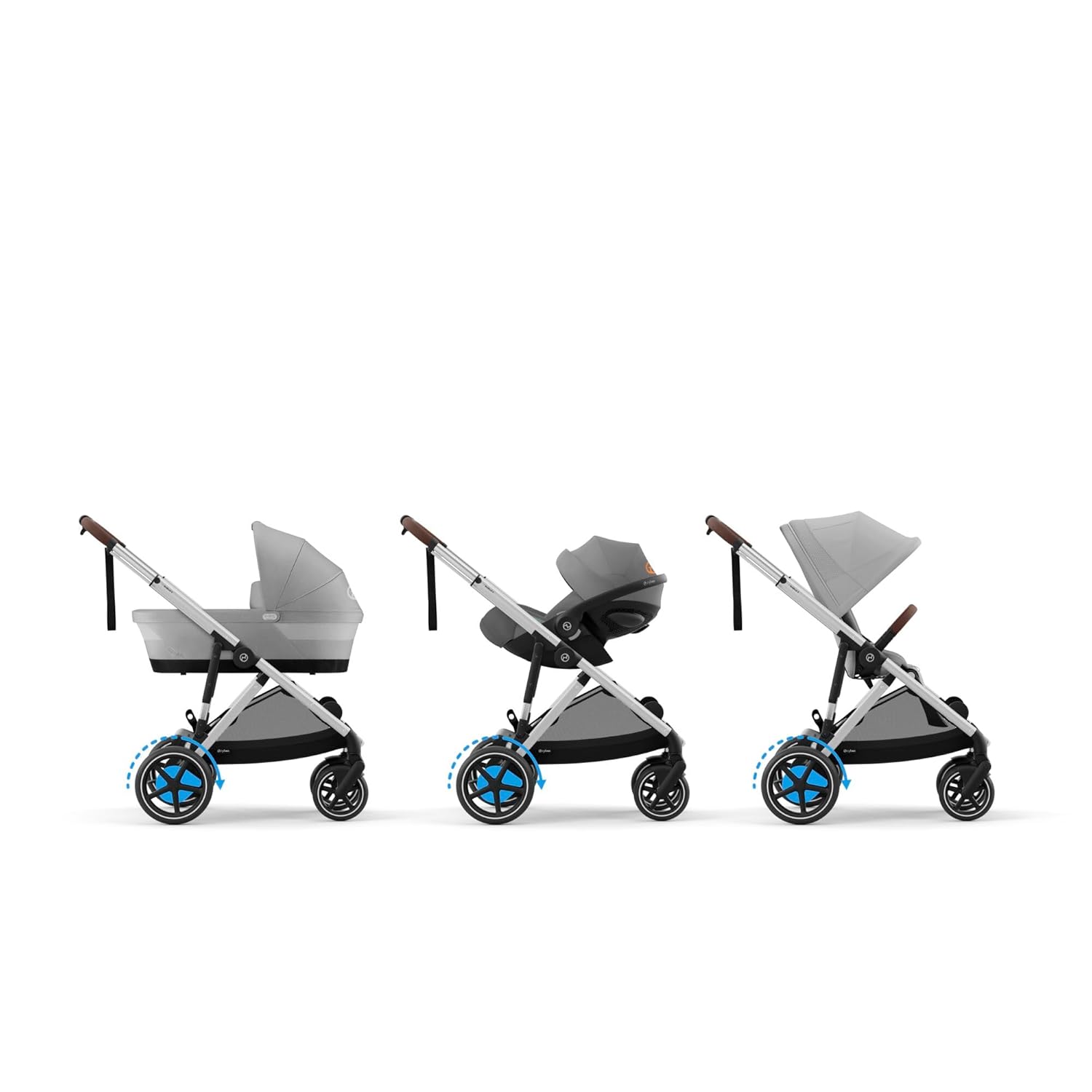 CYBEX Gold Kinderwagen e-GAZELLE S, Ab Geburt bis ca. 4 Jahre, Max. 22 kg (Single-Modus) / 2x 22 kg (Duo-Modus), All-in-1-System mit E-Antrieb und 20+ Konfigurationen, Moon Black