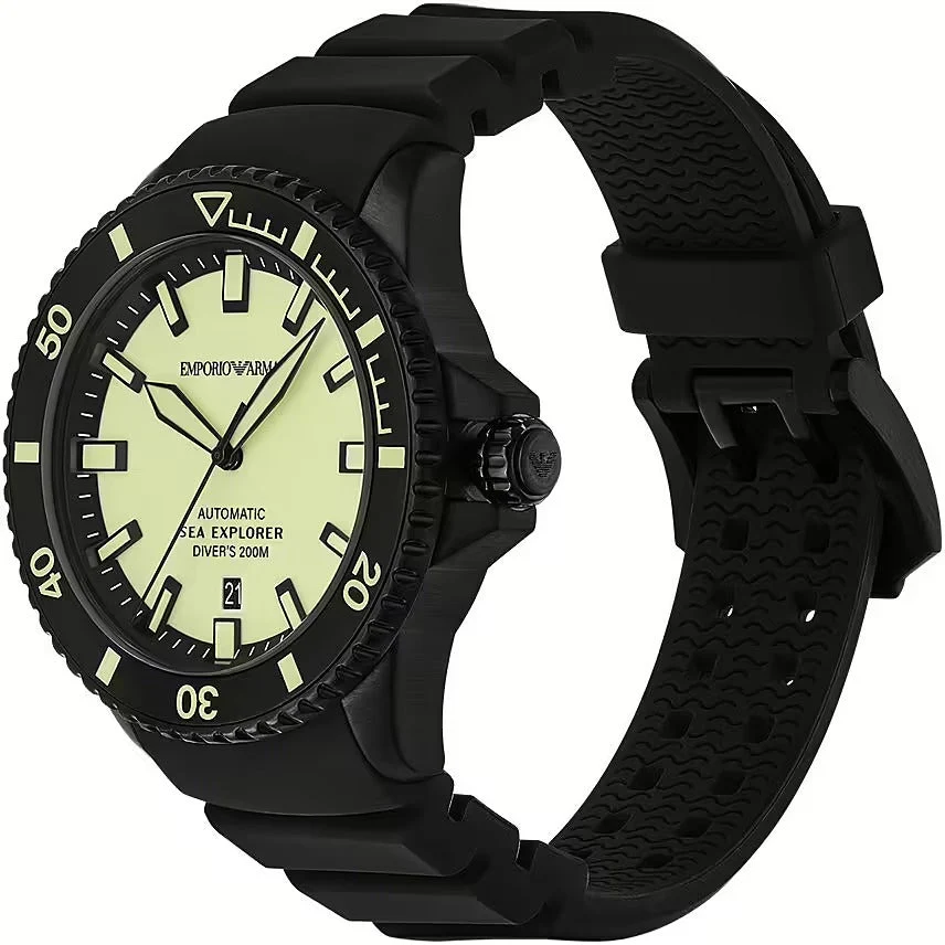 Emporio Armani Sea Explorer Automatic Black Silicone Men's Watch - AR60085