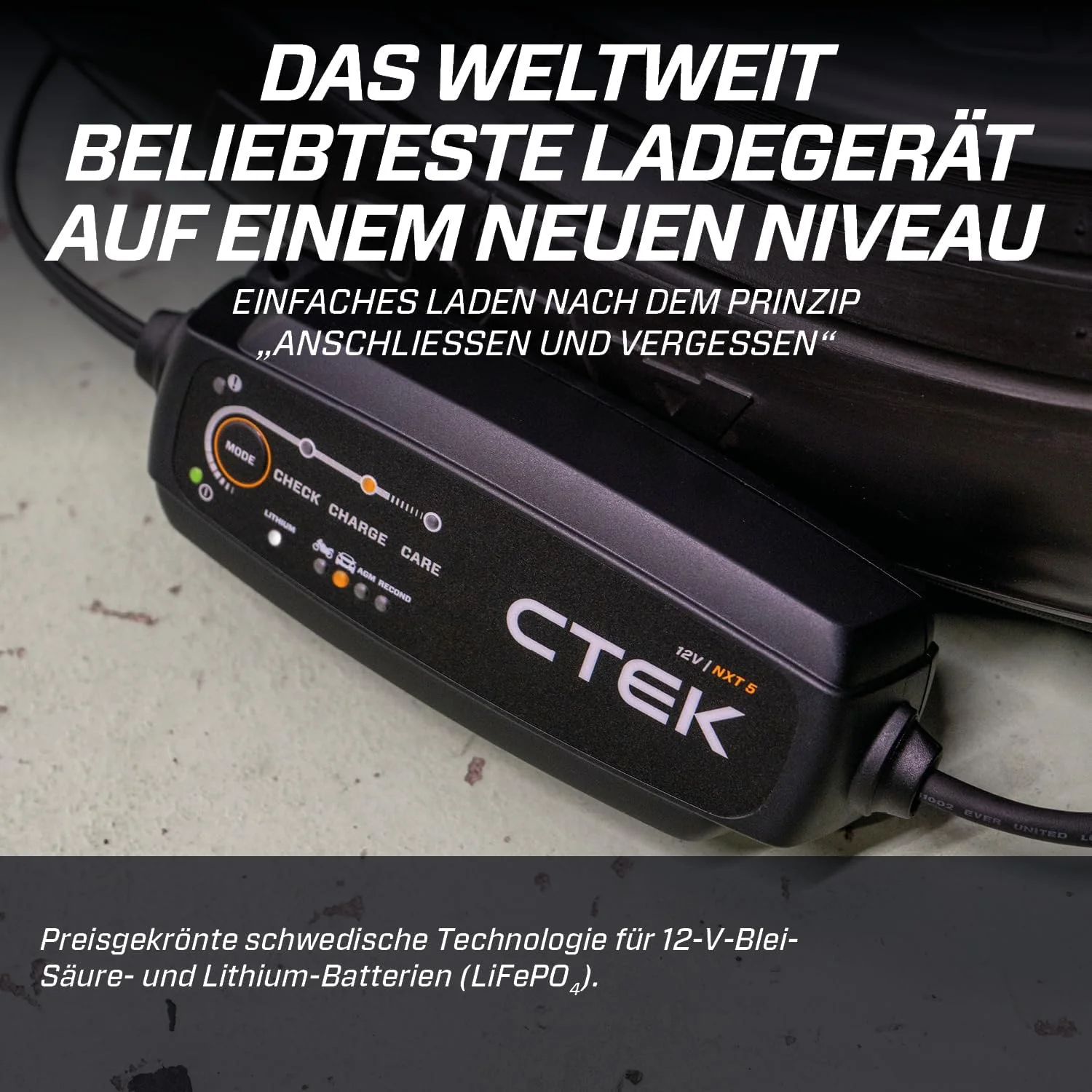 CTEK 40-659 Batterieladegerät 12V 5A – LiFePO4 & Blei, Desulfatierung, AGM, Temperaturkompensation