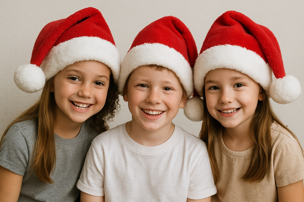 Santa Hat Child Plush 12 PACK Bulk 1577D
