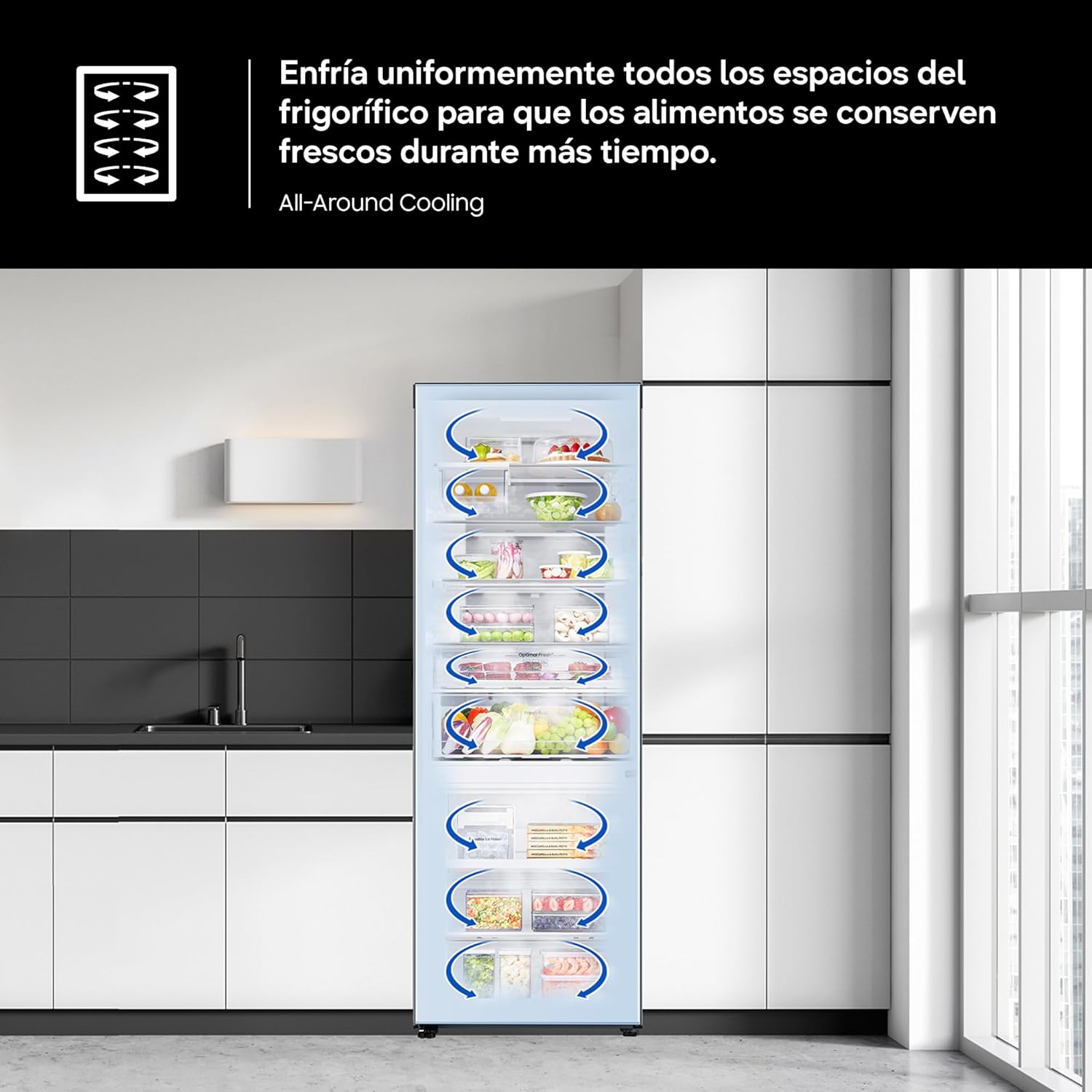 Samsung Frigorífico Combi IA 185.5cm Balda Botellero, Dispensador de agua 341L Clase D Plata RB34C632DSA/EF