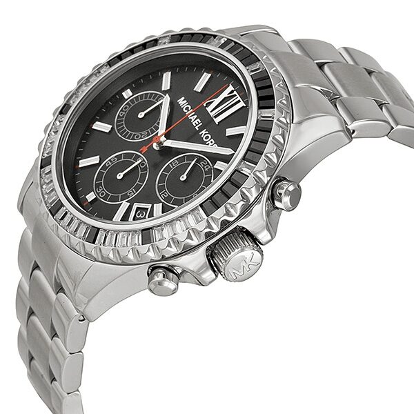 Michael Kors Everest Chronograph Black Dial Silver Women's Watch - MK5753
