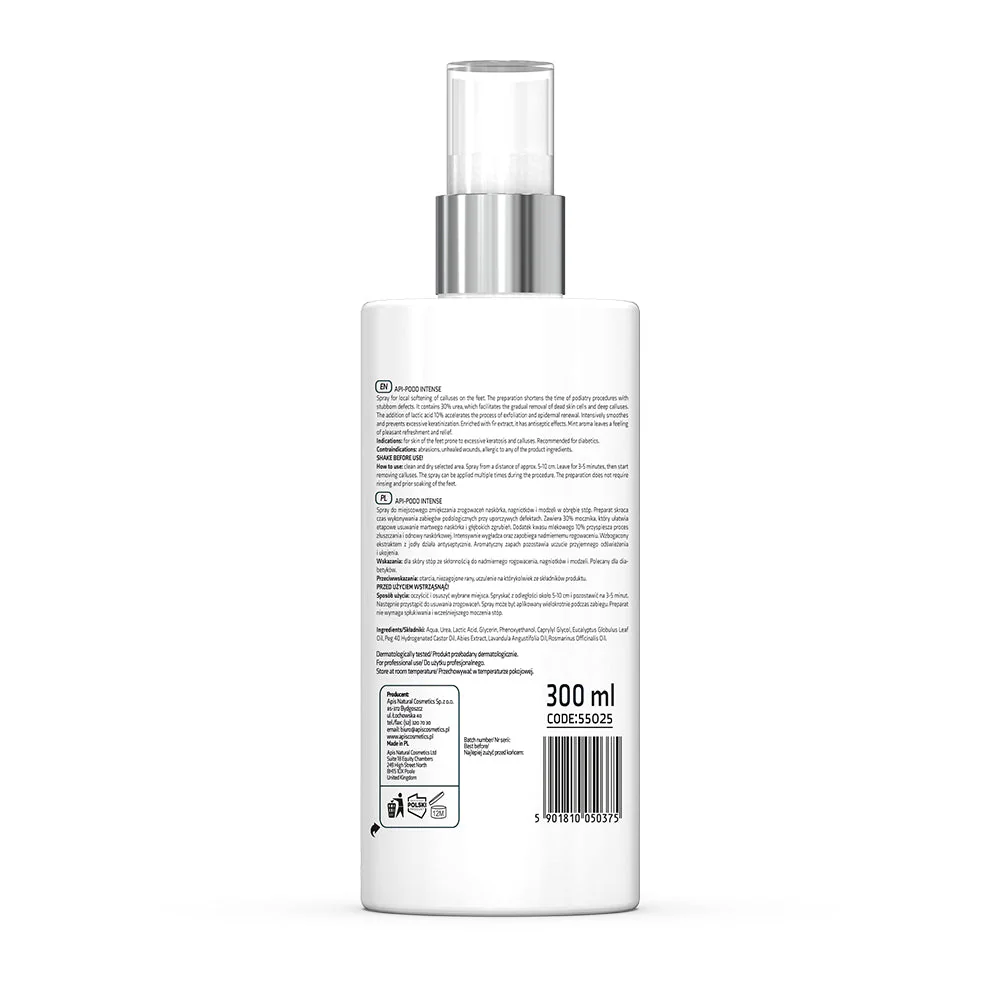 Apis API-PODO INTENSE Softening Foot Spray - Rapidly softens calluses with 30% urea and 10% lactic acid | 300ml