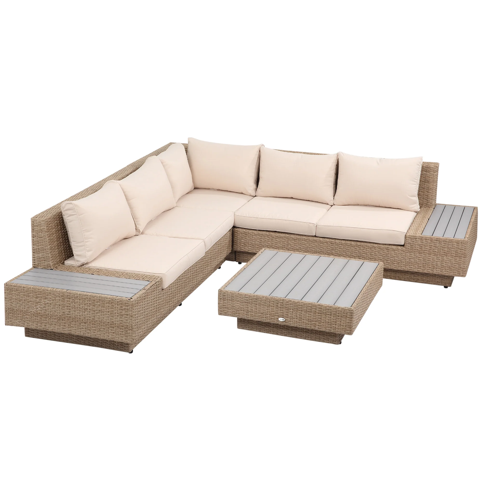poly-rotan tuinmeubelen 4-delige loungeset zitgroep set met aflegvlakken