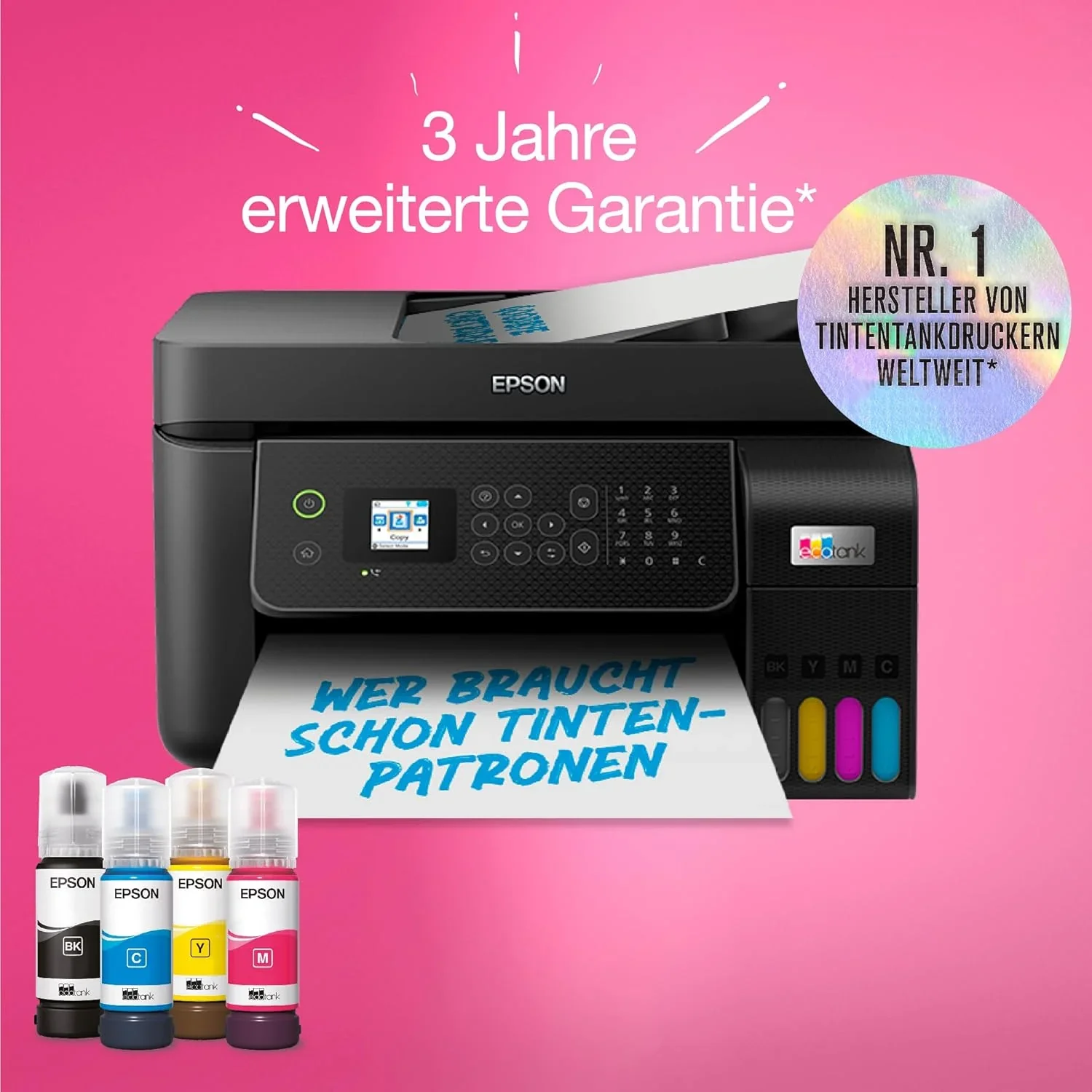 Epson EcoTank ET-4800 A4-Multifunktions-Wi-Fi-Tintentankdrucker, mit einem im Lieferumfang enthaltenen Vorrat an Tinten bis zu 3 Jahren