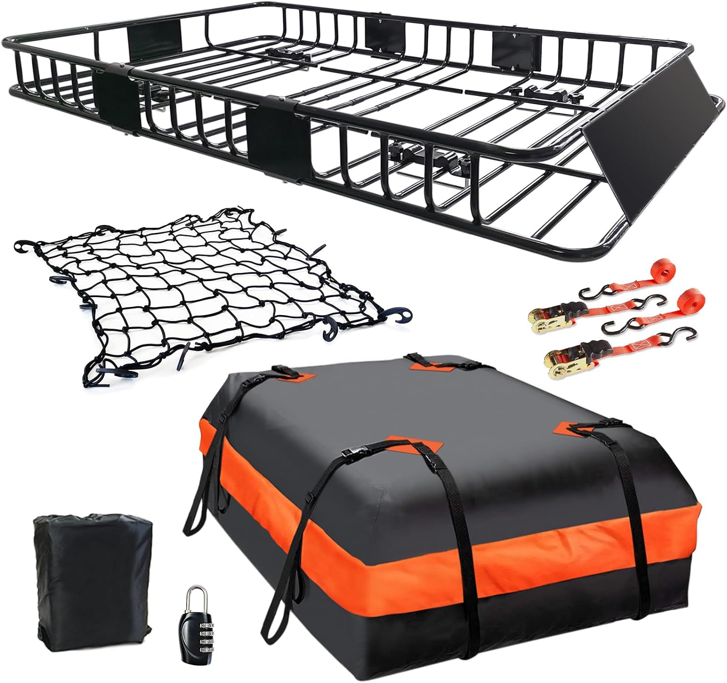 Folding hitch mounted cargo basket 60