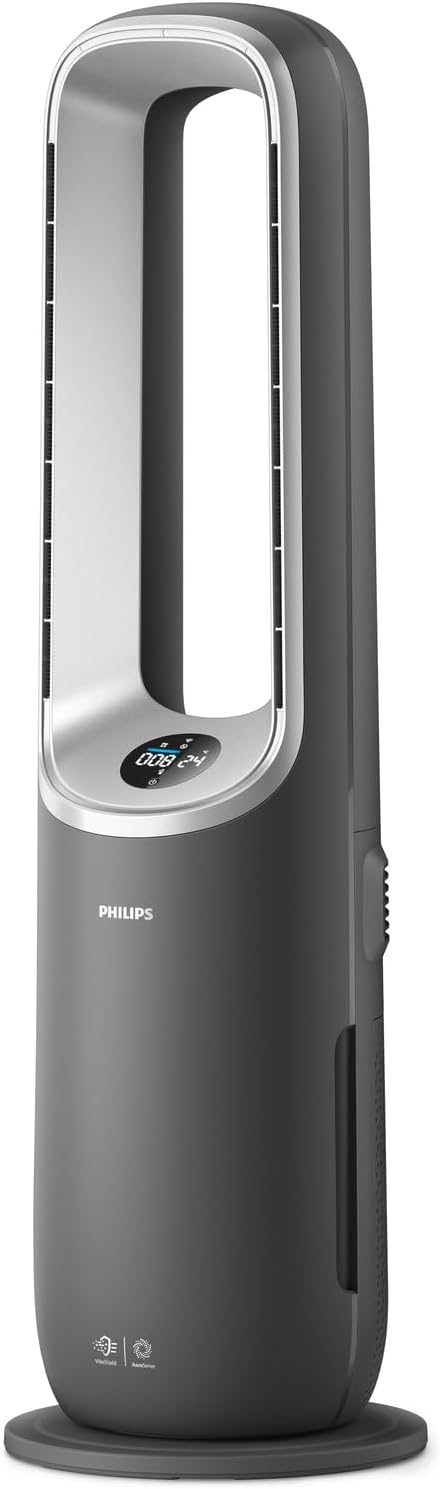 Philips Air Performer 3en1: Purificador, calefactor y ventilador - 70 m², elimina el 99,97% de los alérgenos. Filtro HEPA, Sensores inteligentes, Alexa, App. Silencioso y bajo consumo (AMF870/15)