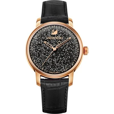 Swarovski Crystalline Hours Black Leather Strap Women's Watch 5295377