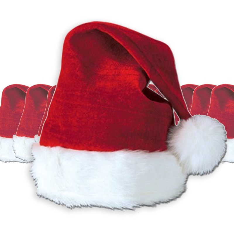 Santa Hat Child Plush 12 PACK Bulk 1577D