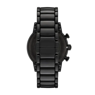 Emporio Armani Luigi Black Dial Black Leather Watch AR1973