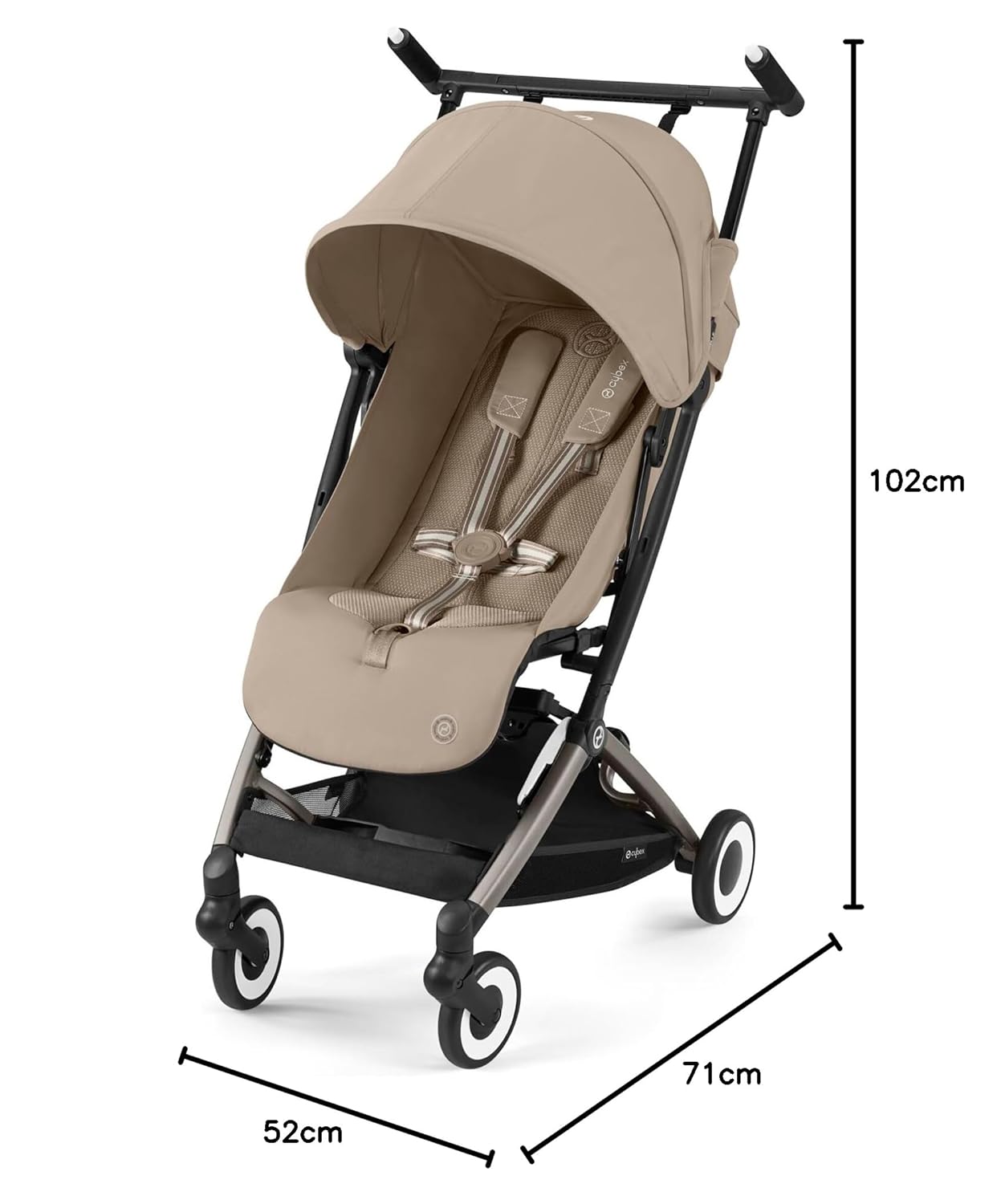 CYBEX Gold Kinderwagen Libelle mit One-Pull Harness, Von ca. 6 Monaten bis ca. 4 Jahre (max. 22 kg), Ultraleicht (nur 6 kg), Almond Beige (Beige mit taupefarbenem Rahmen)