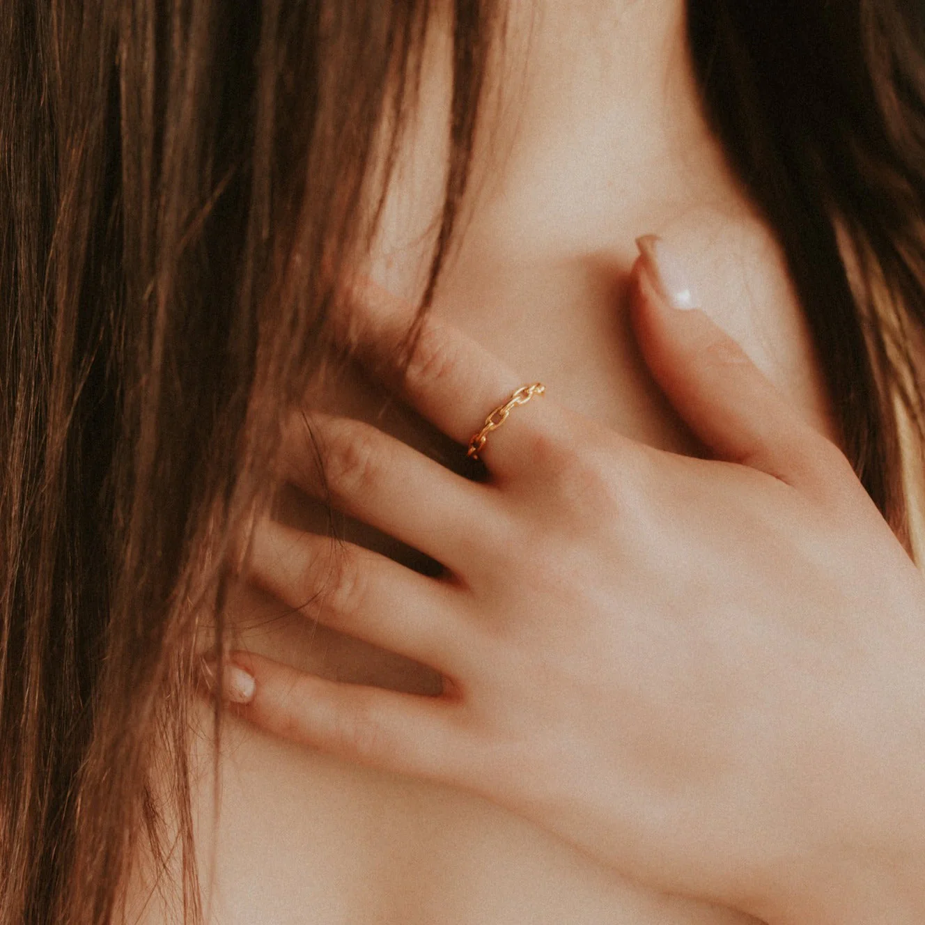 Chained Up Gold Plain Chain Stacking Ring