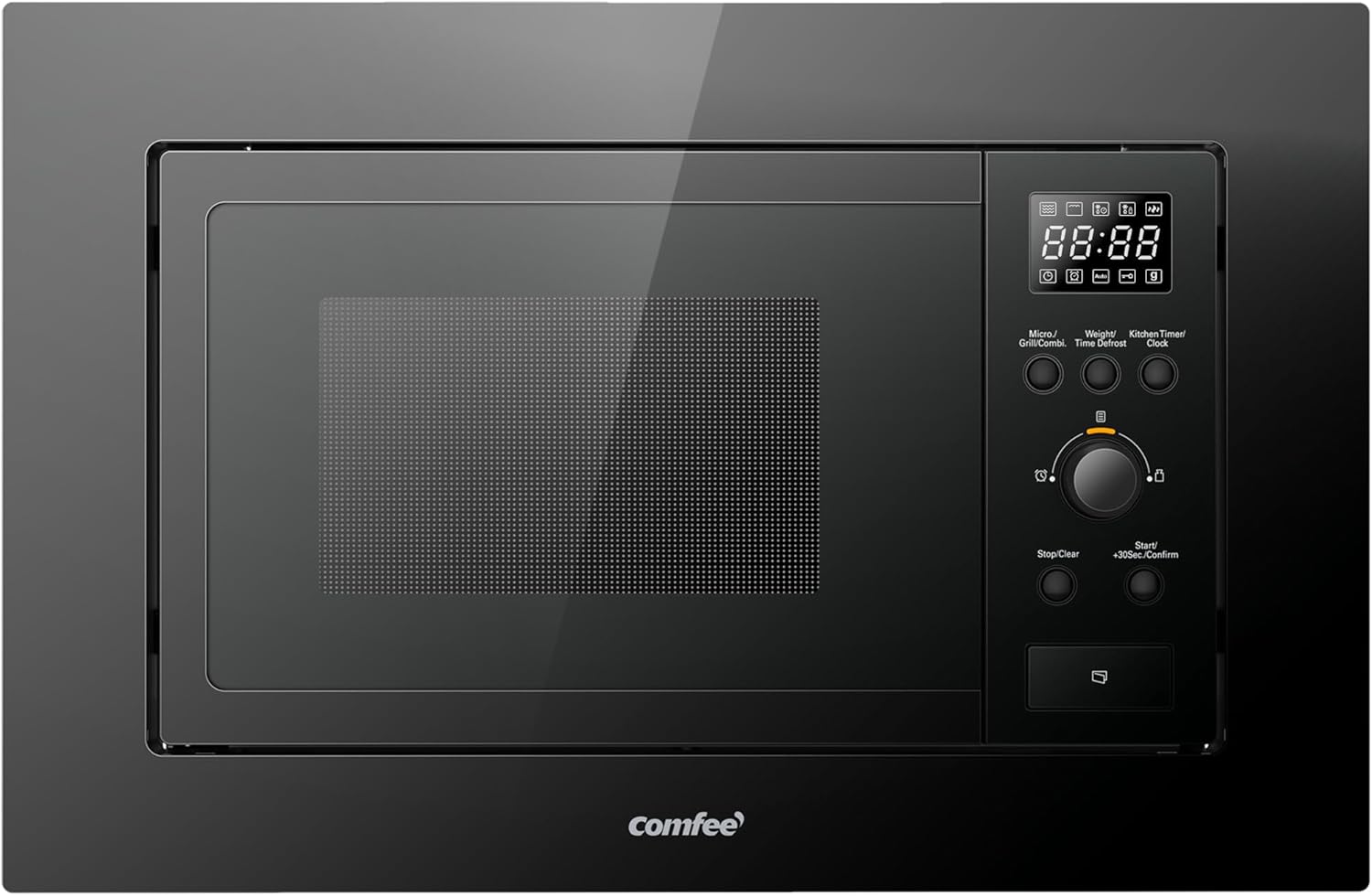 COMFEE' Forno a Microonde da Incasso Digitale, 20 Litri, 800W, Grill, 5 Livelli di Potenza, 8 Menù automatico, Funzione Defrost Rapido, Nero- CBMAG820BJL-BK