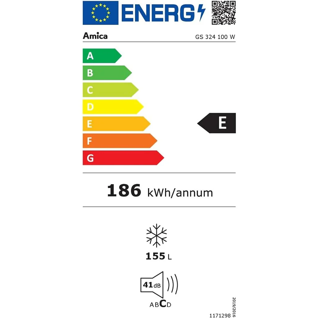 2025 Congelador vertical Amica GS 324 100 W blanco – 155 litros, 4 cajones, 2 compartimentos