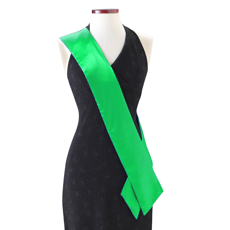 Custom Pageant Wedding Kelly Green Satin Sashes 60