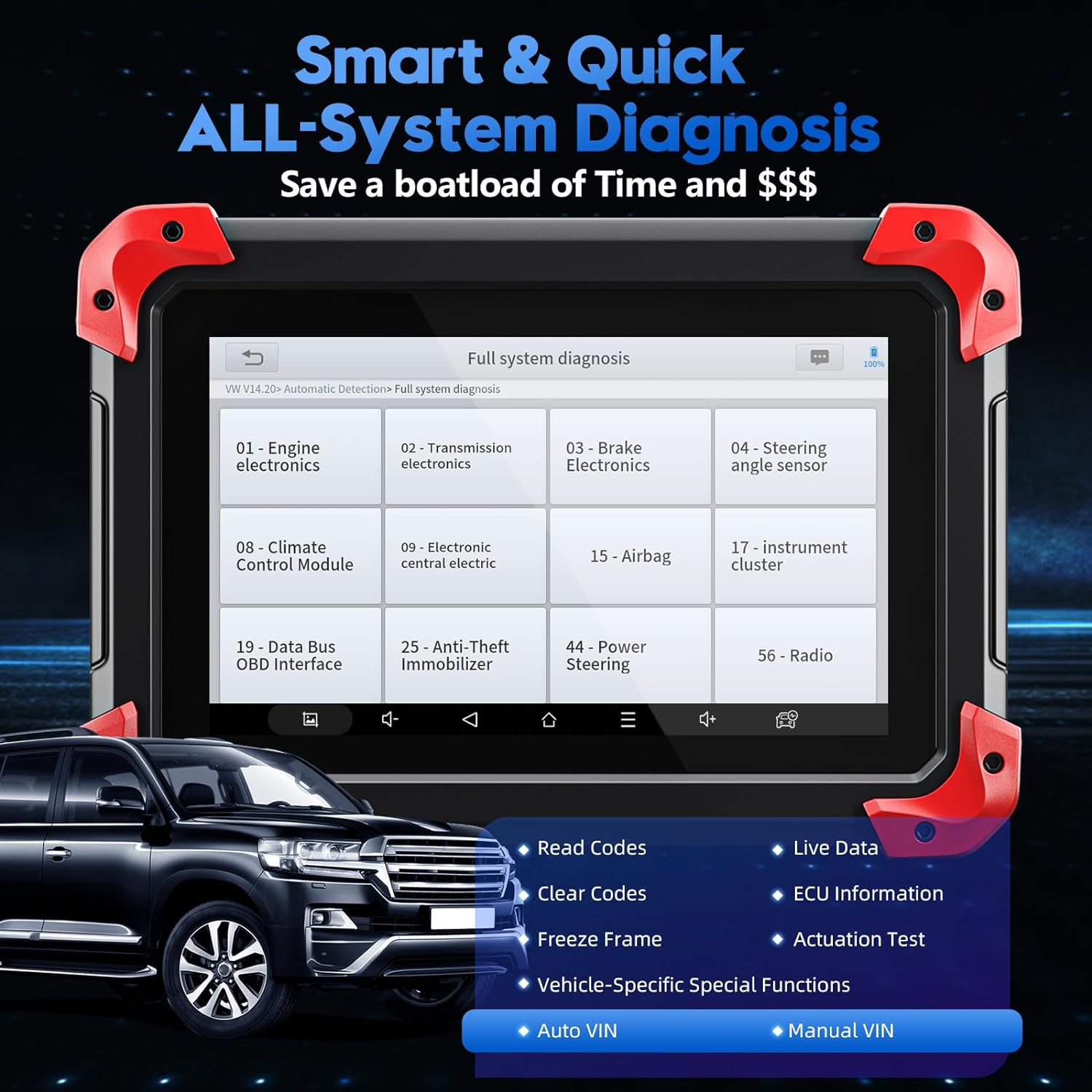 XTOOL D7 OBD2 Scanner: 2024 Automotive Diagnostic Tool with ECU Coding, Bidirectional Controls, 36+ Resets, Android 10, 3-Year Updates