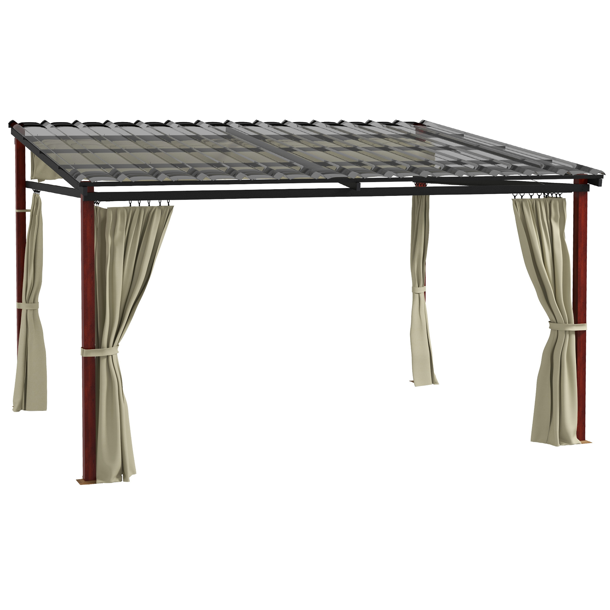 Outsunny Verstelbare Tuinprieel, Weerbestendig, Inclusief Bevestigingsmateriaal, Beige