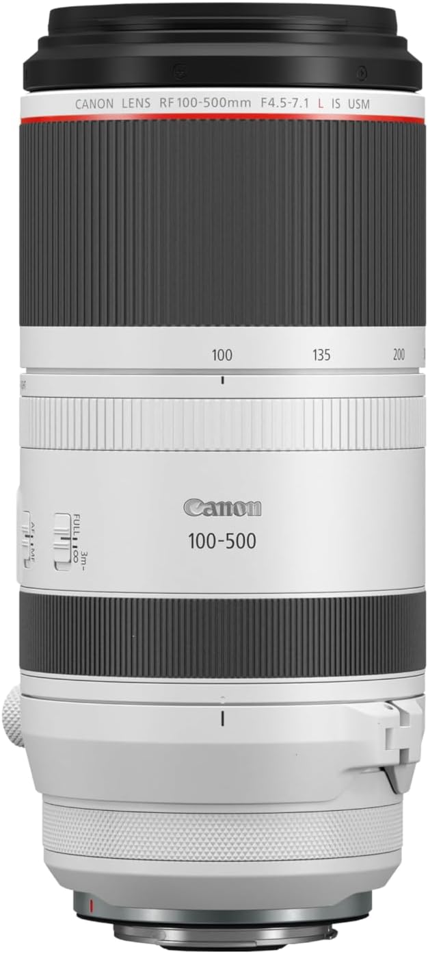Canon Objetivo RF 100-500mm F4.5-7.1L IS USM - Lente Zoom Teleobjetivo Serie L, Ideal en Viaje y Naturaleza, Ligero, AF de Motores USM y estabilizador óptico 5 Pasos, Compatible Sistema EOS R, Negro